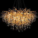 Люстра подвесная с прозрачными стеклянными подвесками в форме капель Диаметр 100 см Droplet Chandelier варинант исполнения - 8 | Loft Concept в Сочи