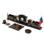 Настольный письменный набор с часами из природного камня обсидиана  Gift for Manager варинант исполнения - 2 | Loft Concept в Сочи