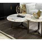 Столик журнальный с круглой мраморной столешницей Unique Stone Design варинант исполнения - 8 | Loft Concept в Сочи