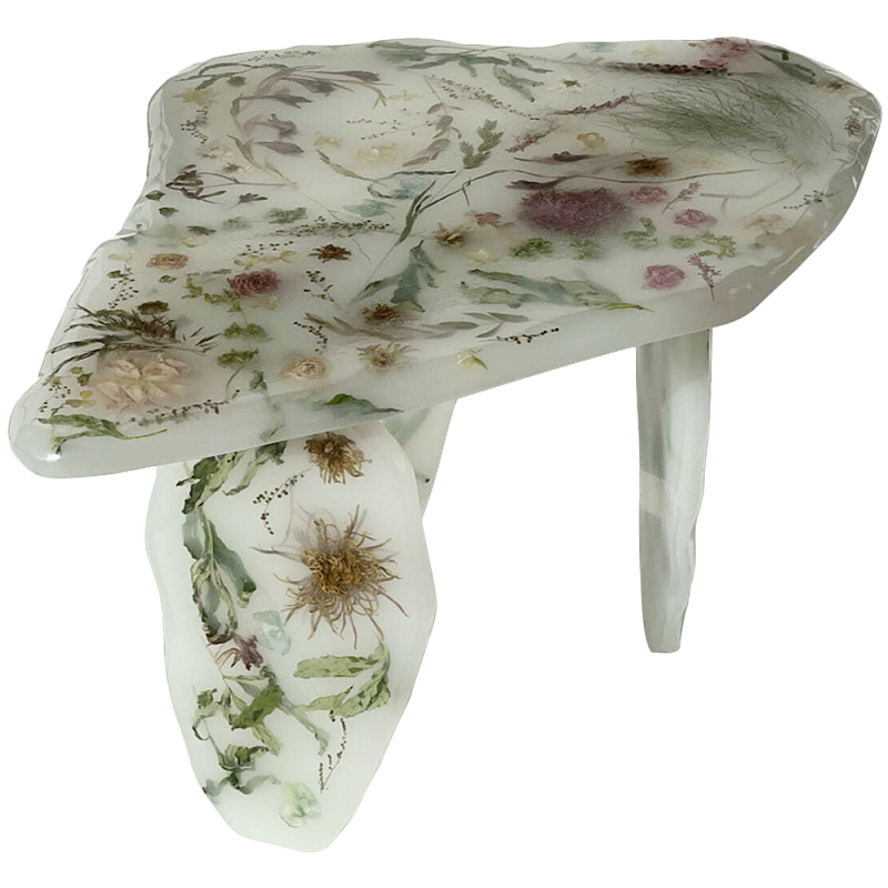Журнальный стол из эпоксидной смолы с цветами White Flowers Epoxy Resin Coffee Table Белый матовый Мульти Журнальный стол из эпоксидной смолы с цветами White Flowers Epoxy Resin Coffee Table Белый матовый Мульти в Сочи | Loft Concept