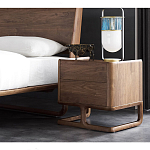 Прикроватный деревянный столик с 2-мя ящиками Moon Walnut Furniture варинант исполнения - 2 | Loft Concept в Сочи