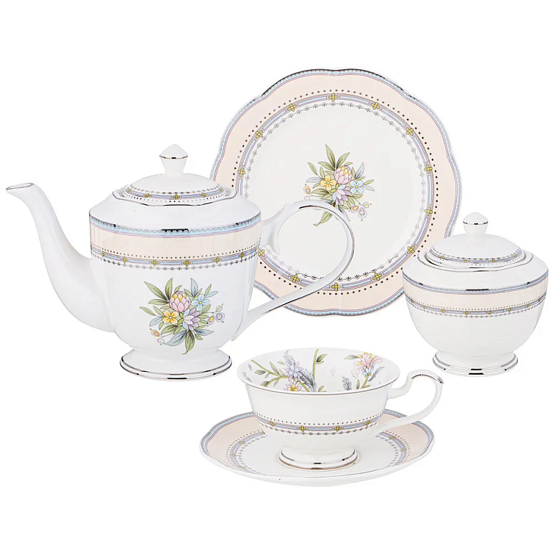 Чайный сервиз из фарфора на 6 персон 20 предметов Tea Flower Set Мульти в Сочи | Loft Concept 