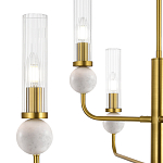 Люстра с 6-ю плафонами в форме стеклянных трубок и мраморных декоративных элементов Montreal варинант исполнения - 5 | Loft Concept в Сочи