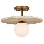 Потолочный светильник из травертина с плафоном из белого матового стекла Marble Glow варинант исполнения - 2 | Loft Concept в Сочи