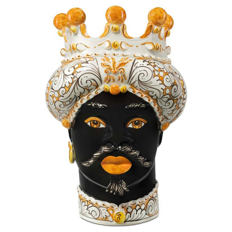 Ваза Vase Moro Man Ornate Orange Черный Оранжевый Белый Ваза Vase Moro Man Ornate Orange Черный Оранжевый Белый в Сочи | Loft Concept