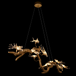 Люстра подвесная линейная с прозрачными стеклянными птичками на ветвях Serip Voa варинант исполнения - 5 | Loft Concept в Сочи