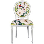 Стул светло-серый из натурального бука с изображением птиц и цветов Blooming Red Birds варинант исполнения - 1 | Loft Concept в Сочи