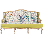 Диван из натурального бука бежевый с изображением птиц и цветов Beige Green Chinoiserie Garden Sofa варинант исполнения - 1 | Loft Concept в Сочи