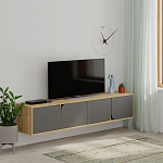 ТВ-тумба подвесная цвета древесины с 4-мя темно-серыми дверцами SPARK TV STAND OAK ANTHRACITE варинант исполнения - 3 | Loft Concept в Сочи