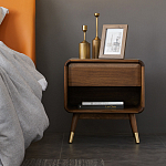 Прикроватная деревянная тумба с ящиком и нишей для хранения Moon Walnut Furniture варинант исполнения - 1 | Loft Concept в Сочи