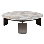 Столик журнальный с круглой мраморной столешницей на трех опорах Marble Stone Drawing варинант исполнения - 6 | Loft Concept в Сочи