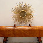 Зеркало-солнце круглое в раме из металла с золотыми с лучами Rays of Peace варинант исполнения - 2 | Loft Concept в Сочи