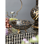 Блюдо черного цвета из фрафора на бронзовых ножках Eden Garden porcelain and bronze варинант исполнения - 3 | Loft Concept в Сочи