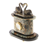 Часы настольные из натурального камня с декором в виде двух лебедей Swans Stone Clock варинант исполнения - 2 | Loft Concept в Сочи