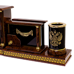 Настольный письменный набор с часами из природного камня обсидиана Royal Set варинант исполнения - 3 | Loft Concept в Сочи