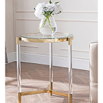 Золотой приставной столик с круглой стеклянной столешницей Weightless Table варинант исполнения - 8 | Loft Concept в Сочи