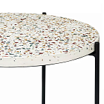 Кофейный столик с круглой разноцветной столешницей на 4-х черных ножках Multicolored Stone Composite варинант исполнения - 2 | Loft Concept в Сочи