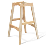 Барный стул со спинкой и подлокотниками на 4-х деревянных ножках Бежевый Велюр Ava Charm варинант исполнения - 3 | Loft Concept в Сочи