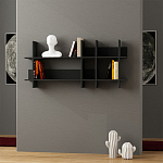 Полка прямая подвесная двухъярусная цвета антрацит BEADS BOOKCASE ANTHRACITE варинант исполнения - 1 | Loft Concept в Сочи