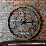 Часы настенные деревянные с римскими цифрами чёрного цвета Clock with History варинант исполнения - 2 | Loft Concept в Сочи