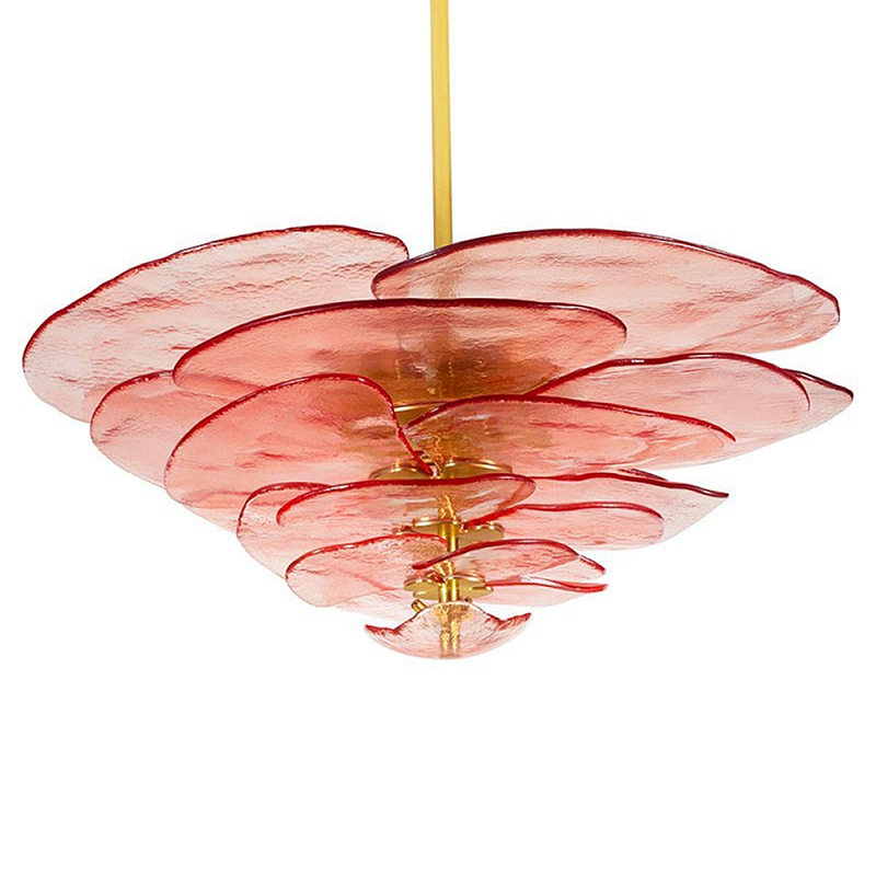 Люстра из розового стекла в форме листьев лотоса Glass Pink Sculpture Розовый Люстра из розового стекла в форме листьев лотоса Glass Pink Sculpture Розовый в Сочи | Loft Concept