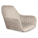 Барный стул со спинкой и подлокотниками на 4-х коричневых деревянных ножках Бежевый Велюр Ava Charm варинант исполнения - 5 | Loft Concept в Сочи