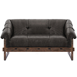 Двухместный диван Duncan винтажная черная кожа варинант исполнения - 1 | Loft Concept в Сочи