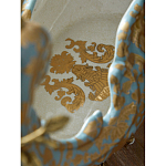 Чаша голубого цвета с оранментом и и бронзовыми фигурами леопардов Eden Garden варинант исполнения - 11 | Loft Concept в Сочи