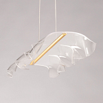 Люстра линейная с 3-мя белыми волнистыми плафонами Wave Line варинант исполнения - 7 | Loft Concept в Сочи