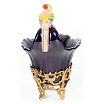 Чаша темно-синего цвета из фарфора с разноцветной птичкой Eden Garden porcelain and bronze варинант исполнения - 3 | Loft Concept в Сочи