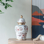 Ваза с нежным цветочным узором в пастельных тонах и крышкой с золотым акцентом Chinoiserie Ceramics варинант исполнения - 5 | Loft Concept в Сочи