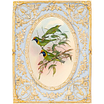 Декоративный постер с изображением птиц в раме с рельефным растительным узором Blooming Birds Poster варинант исполнения - 4 | Loft Concept в Сочи