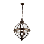 Подвесной светильник бронзового цвета с прозрачным стеклянным плафоном в форме шара в индустриальном стиле на цепи 4 лампы Feiss варинант исполнения - 2 | Loft Concept в Сочи