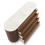 Дизайнерский комод овальной формы с белой столешницей и 4-мя ящиками Gioli варинант исполнения - 1 | Loft Concept в Сочи