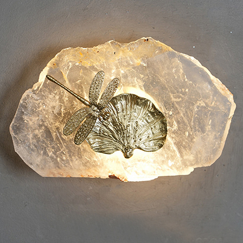 Бра Декоративный лист с стрекозой Glacial Fragment Медь Прозрачный Бра Декоративный лист с стрекозой Glacial Fragment Медь Прозрачный в Сочи | Loft Concept