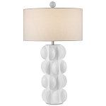 Настольная лампа белая с тканевым абажуром в форме цилиндра Morphing варинант исполнения - 3 | Loft Concept в Сочи