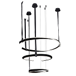 Люстра подвесная с 3-мя кольцами из кожаных ремней черного цвета Half Ring Horizontal  варинант исполнения - 2 | Loft Concept в Сочи