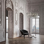 Люстра подвесная круглая с изогнутыми металлическими дугами и ниспадающими цепочками 65 см Atlantis Chain варинант исполнения - 18 | Loft Concept в Сочи