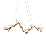 Люстра подвесная линейная с прозрачными стеклянными птичками на ветвях Serip Voa варинант исполнения - 1 | Loft Concept в Сочи