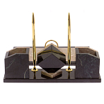 Настольный письменный набор из бежевого мрамора с часами Marble Accessory варинант исполнения - 3 | Loft Concept в Сочи