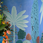 Обои ручная роспись Malwa Special Colourway on blue painted Xuan paper варинант исполнения - 2 | Loft Concept в Сочи