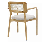 Стул обеденный с мягким сиденьем и спинкой из плетеного ротанга Wood and Textile Chair варинант исполнения - 3 | Loft Concept в Сочи