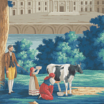 Обои ручная роспись Monuments of Paris Jacquemart on scenic paper варинант исполнения - 1 | Loft Concept в Сочи