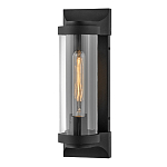 Настенный фонарь в индустриальном стиле с вытянутым цилиндрическим плафоном из прозрачного стекла и черным корпусом Hinkley варинант исполнения - 4 | Loft Concept в Сочи