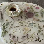 Журнальный стол из эпоксидной смолы с цветами White Flowers Epoxy Resin Coffee Table варинант исполнения - 4 | Loft Concept в Сочи