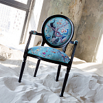 Полукресло из массива бука бирюзовое с изображением птиц и цветов Turquoise Chinoiserie Garden Chair варинант исполнения - 6 | Loft Concept в Сочи