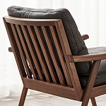 Кресло c каркасом из массива дерева и мягкой кожаной обивкой Walnut Armchair варинант исполнения - 9 | Loft Concept в Сочи