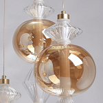 Люстра с плафонами из прозрачного и янтарного стекла в виде шаров и ромбов Gabriel Scott Luna варинант исполнения - 9 | Loft Concept в Сочи