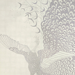 Обои ручная роспись в стиле Арт-деко Whistler Peacocks Special Colourway on 12 Carat White Gold gilded silk варинант исполнения - 2 | Loft Concept в Сочи