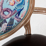 Полукресло из массива бука с сиденьем из экокожи и цветочным принтом на спинке Chinoiserie Garden Chair варинант исполнения - 2 | Loft Concept в Сочи